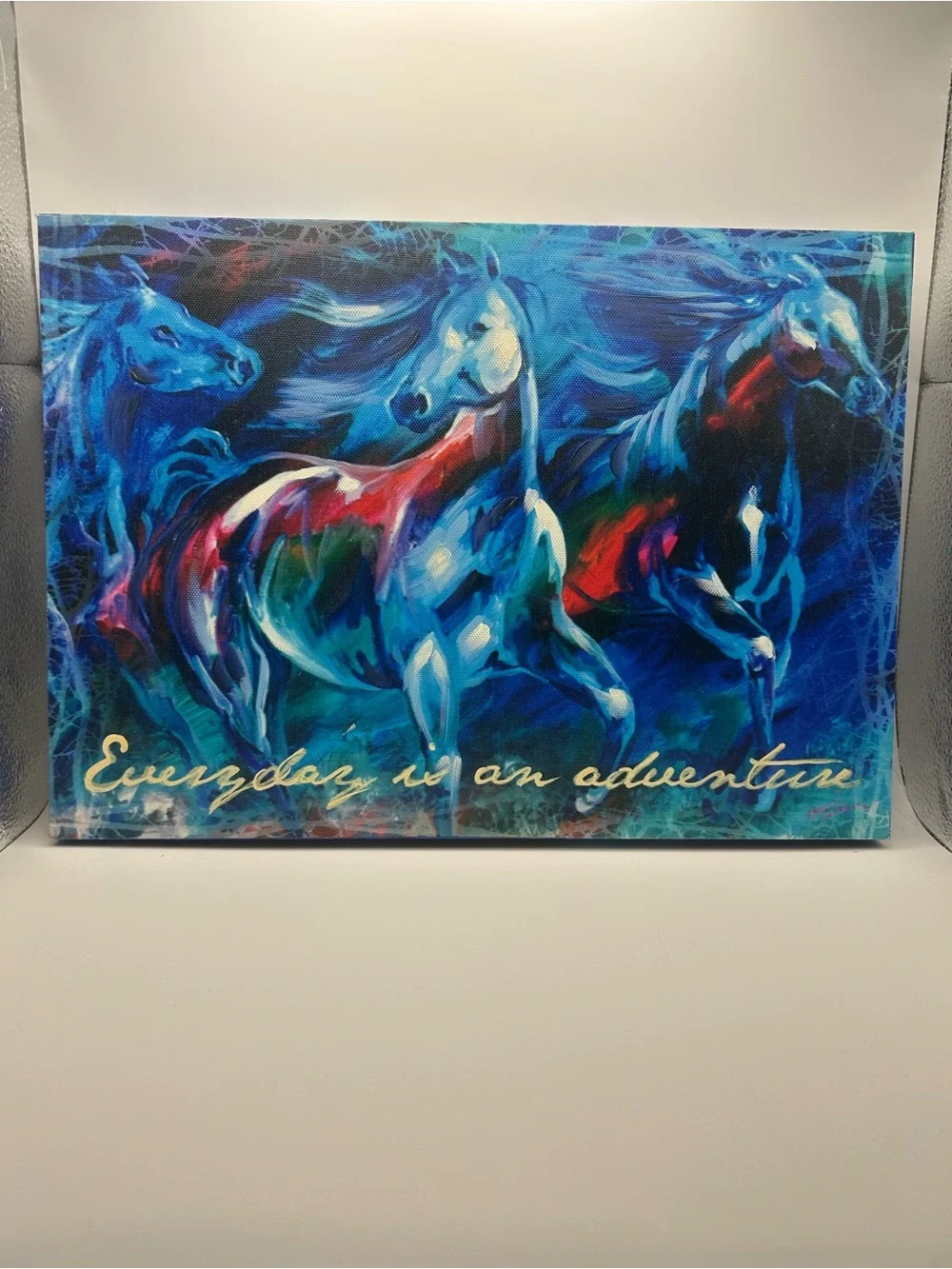 Everyday Is An Adventure Blue Abstract Horse Wall Art 10x14